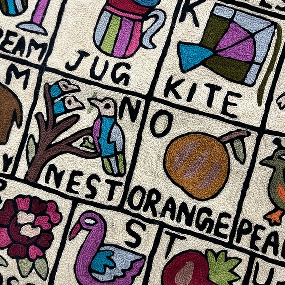 Handcrafted ABC Alphabet Tapestry Wall Hanging Childs Room Whimsical